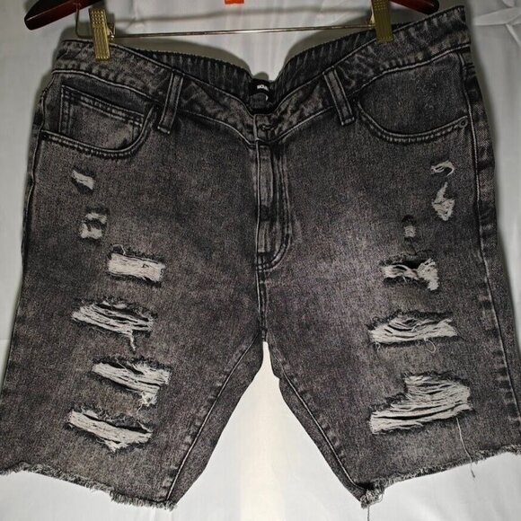 Fashion Nova Ripped Slim Denim Shorts 38 - Black Wash - Picture 2 of 4